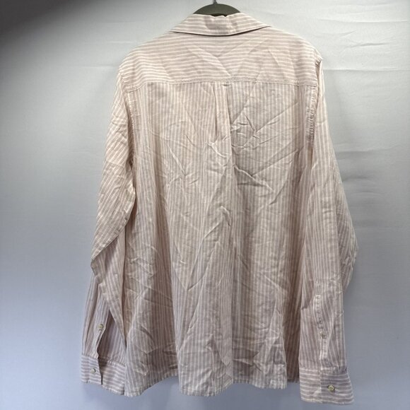 Patagonia Women's Top Blouse XL Blush Pink Stripe Organic Cotton Long Sleeves - Picture 2 of 11